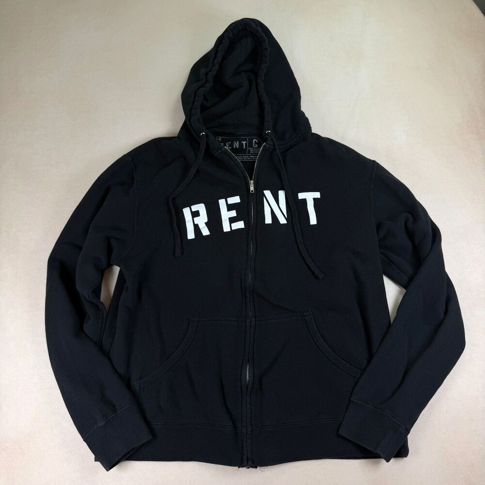 RENT Musical Hoodie Large Black Full Zip Sweatshirt Broadway Theater Unisex L